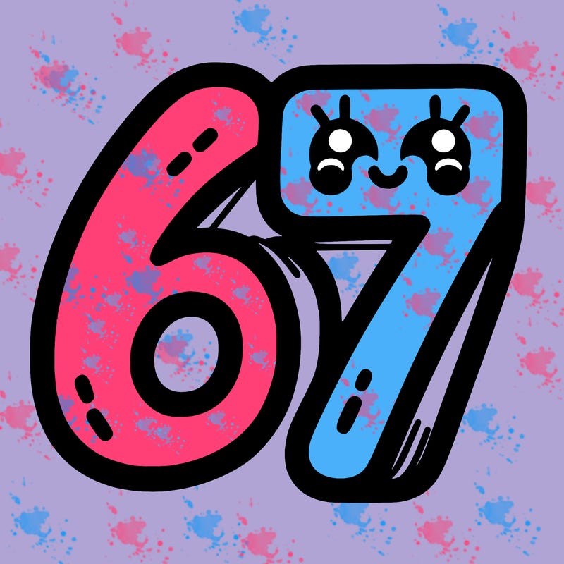the numbers 67