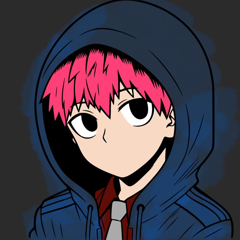 manga character with a hoodie