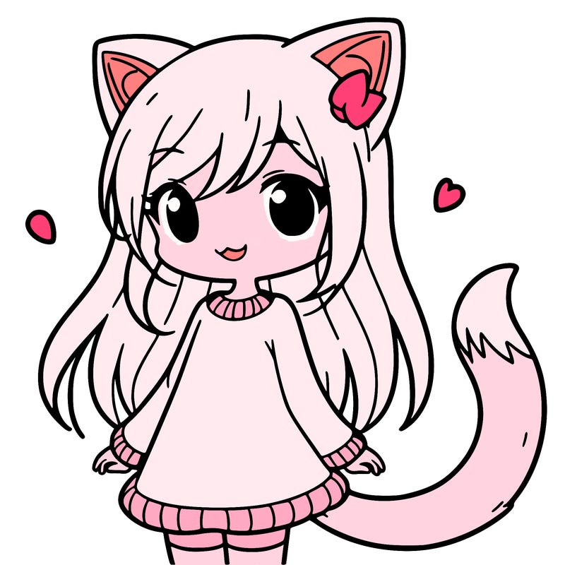 girl with cat ears and tail
