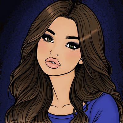 realistic girl with hair on her hair and lips