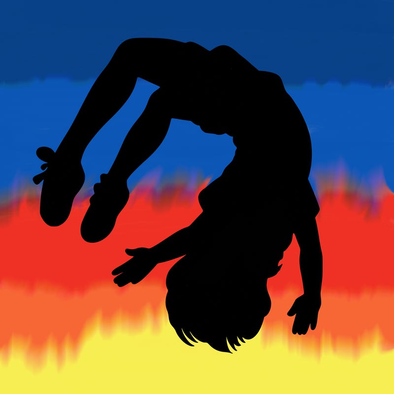 realistic girl doing a backflip