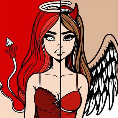 devil vs angel realistic girl