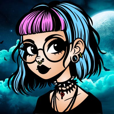 gothic girl with a mullet and glasses