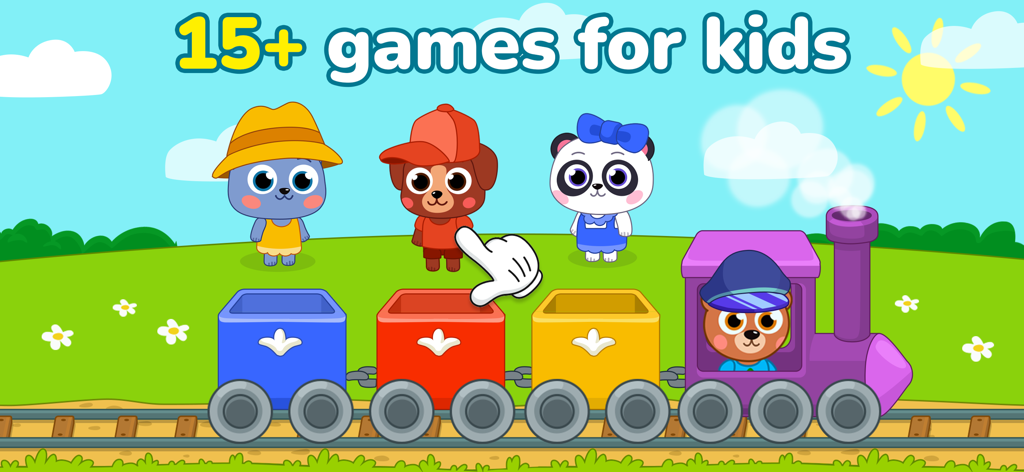 Puzzle mini games for kids - Animaux de dessin animé et un train coloré dans un jeu éducatif pour tout-petits