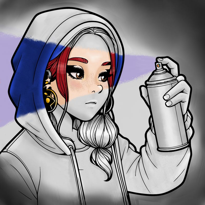 a realistic girl, spray painting