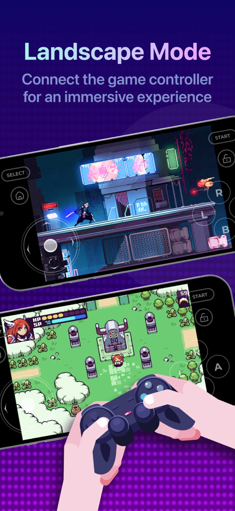 Lucky Emulator landscape mode with game controller support