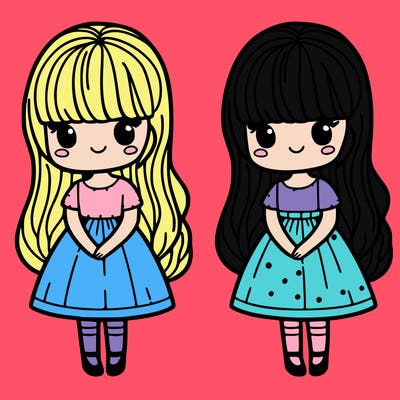 girl in a dress with bangs and long hair