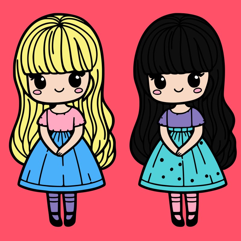 girl in a dress with bangs and long hair