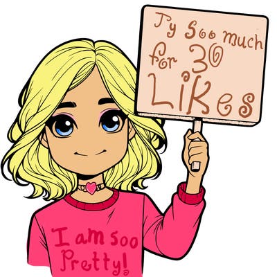 realistic girl holding up a sign