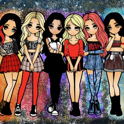 a group of girls realistic