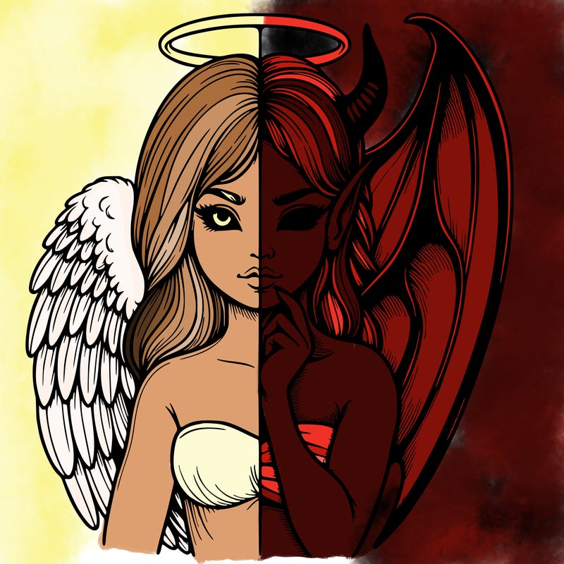 realistic angel half demon