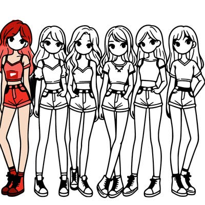 a group of girls wearing crop tops and shorts