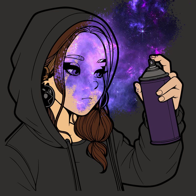 a realistic girl, spray painting