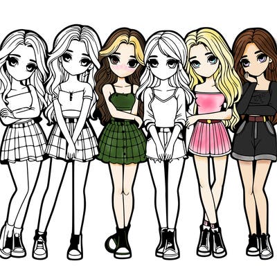 a group of girls realistic