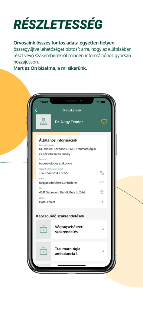 UD Mediversity - Capture d'écran de l'application mobile UD Mediversity montrant le profil détaillé d'un médecin avec les coordonnées et les lieux des bureaux