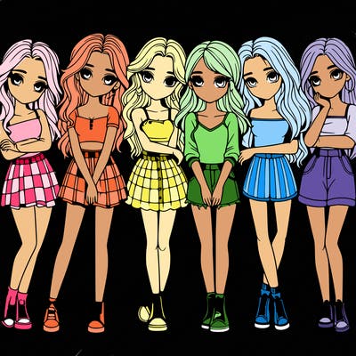 a group of girls realistic