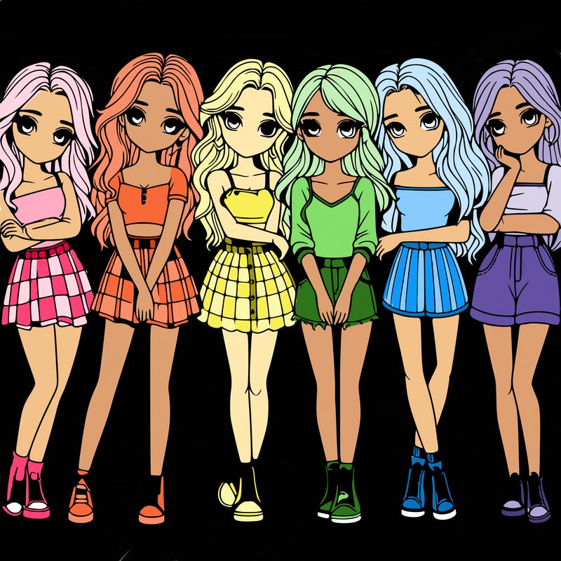 a group of girls realistic