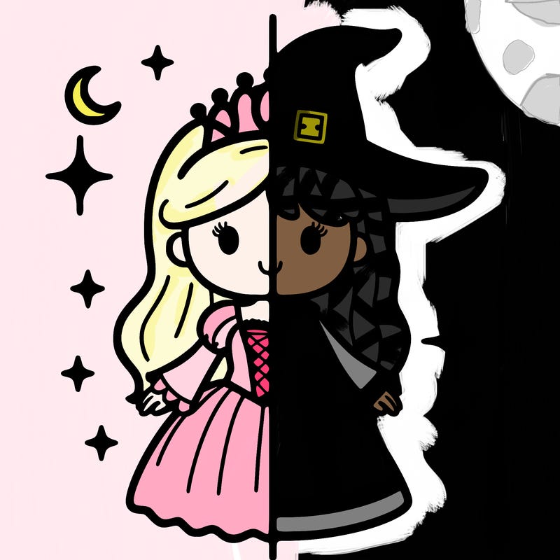 split princess and witch