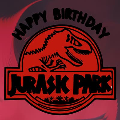 jurrasic park logo that says happy birthday