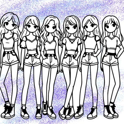 a group of girls wearing crop tops and shorts