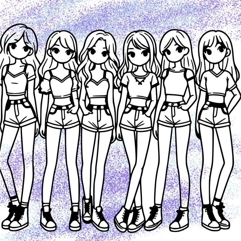 a group of girls wearing crop tops and shorts