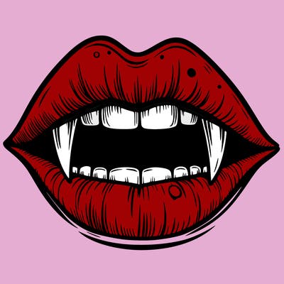 lips with vampire teeth