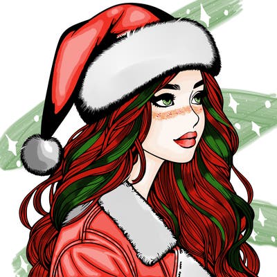 realistic girl in santa hat
