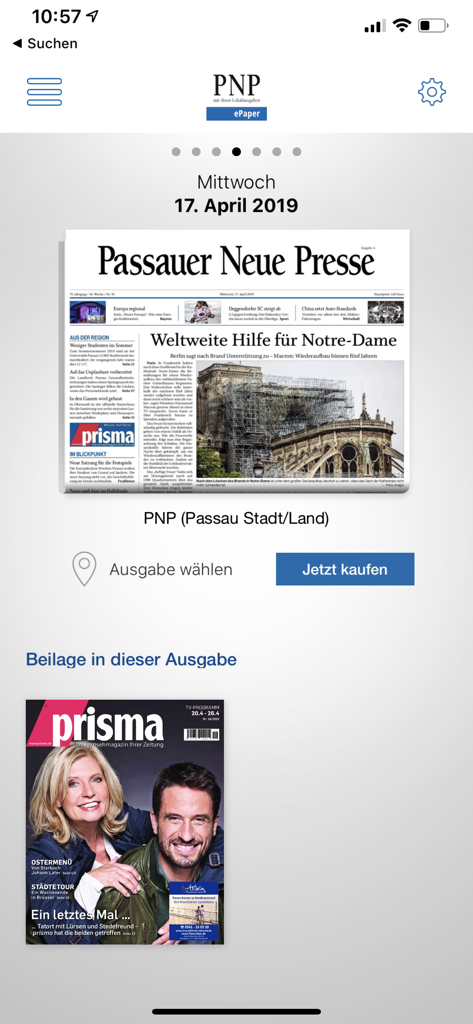 PNP ePaper - PNP ePaper app interface showing digital newspaper edition and prisma supplement