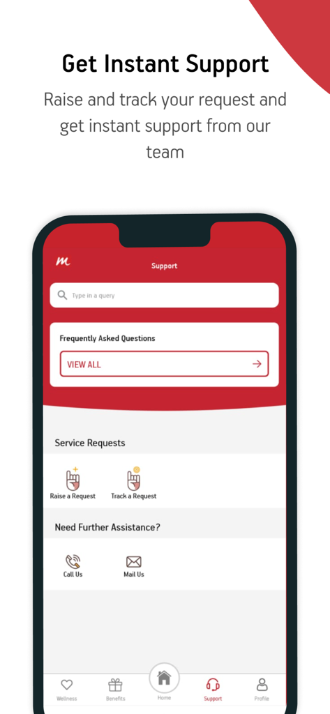 AB Multiply - Schermata di supporto dell'app AB Multiply con opzioni per visualizzare le FAQ, inviare richieste di assistenza e contattare il team di supporto
