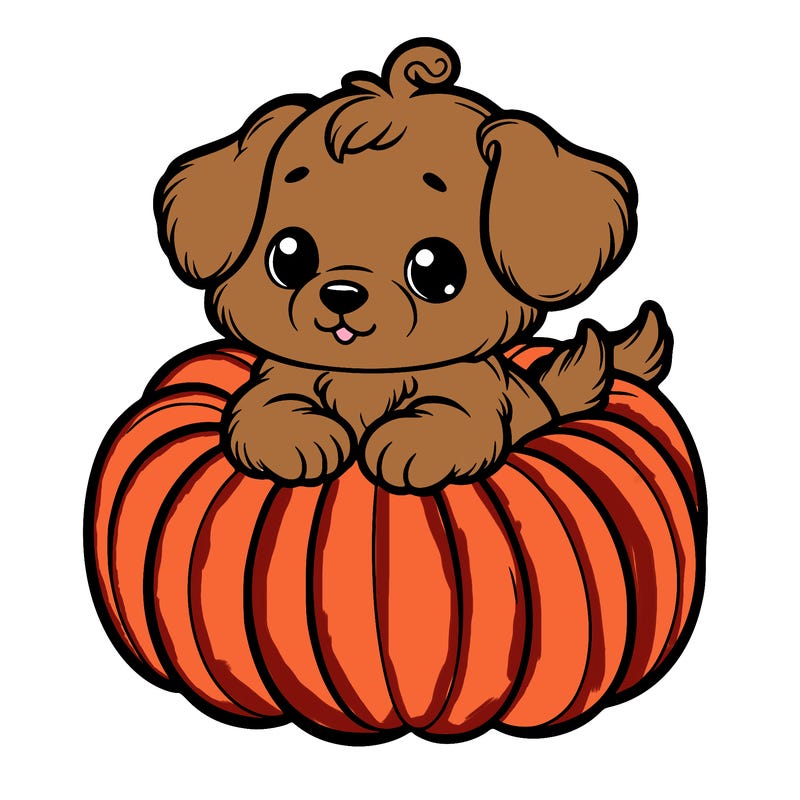 cute little puppy in a pumpkin