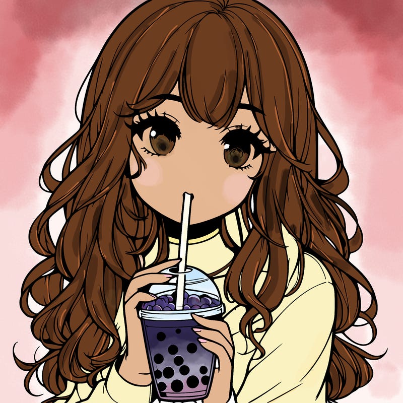 realistic girl drink a boba