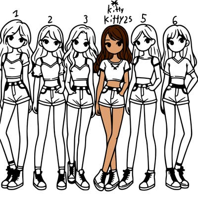 a group of girls wearing crop tops and shorts