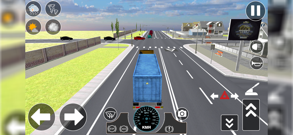 Cargo Delivery Transport - Blue semi truck driving on a suburban road in a cargo transport simulator