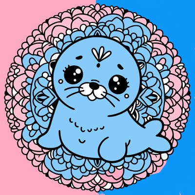 a cute baby seal mandala