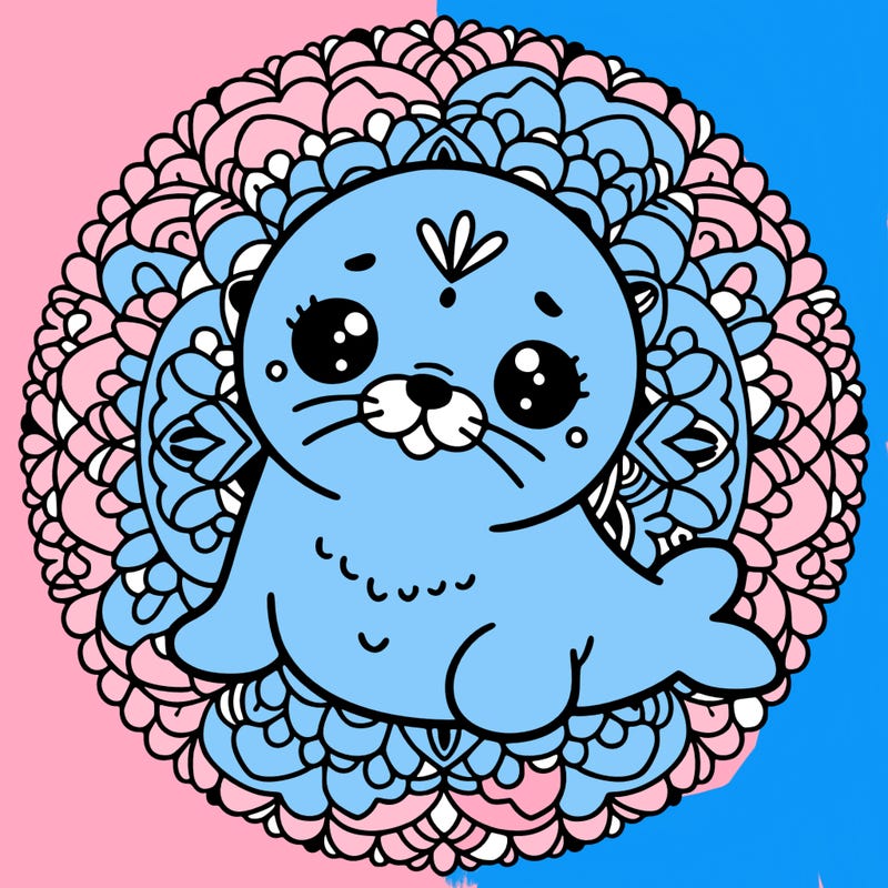 a cute baby seal mandala
