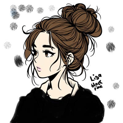 realistic teenage girl with a messy bun