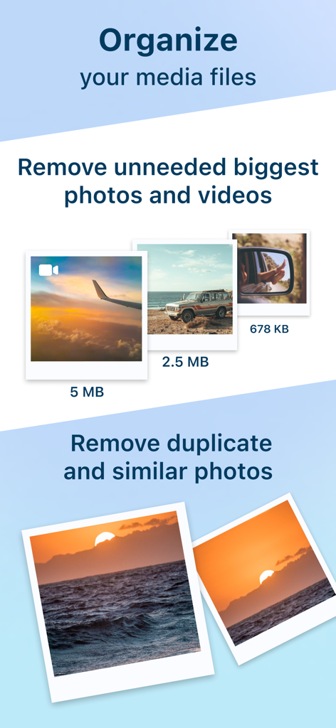 Cleaner-App - Capture d'écran de Cleaner-App montrant les fonctionnalités pour supprimer les fichiers volumineux et les photos en double