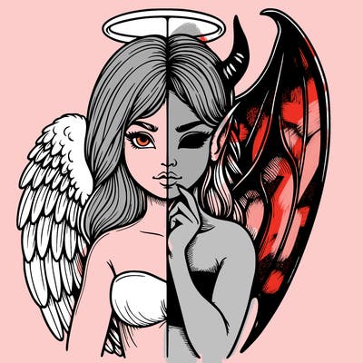 realistic angel half demon