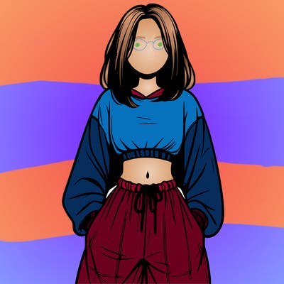 realistic girl faceless with baggy pants and a crop top