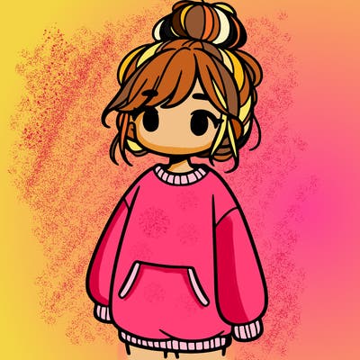 girl with baggy sweatshirt and messy bun