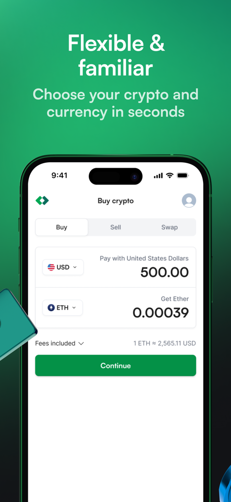 Ramp Network app interface for buying Ethereum with US Dollars