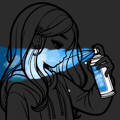 a realistic girl spray painting