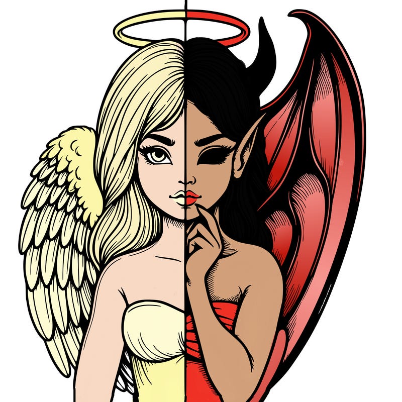 realistic angel half demon