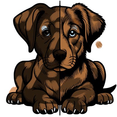 realistic dog split picture