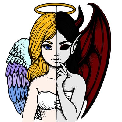 realistic angel half demon