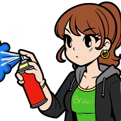 woman spray painting