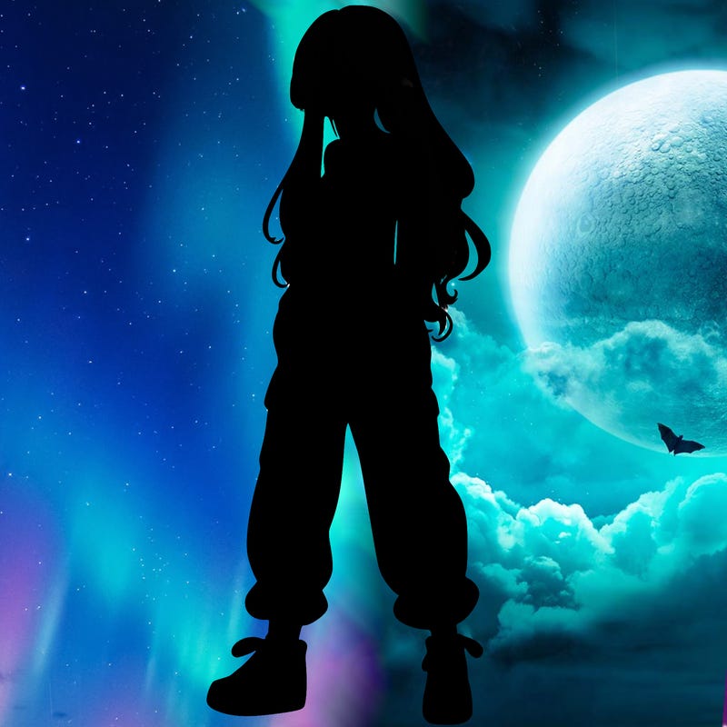 girl in baggy pants crop top and long hair