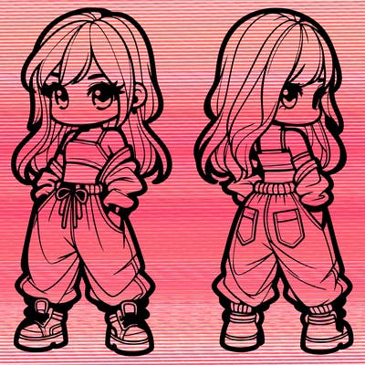 girl in crop top and baggy pants