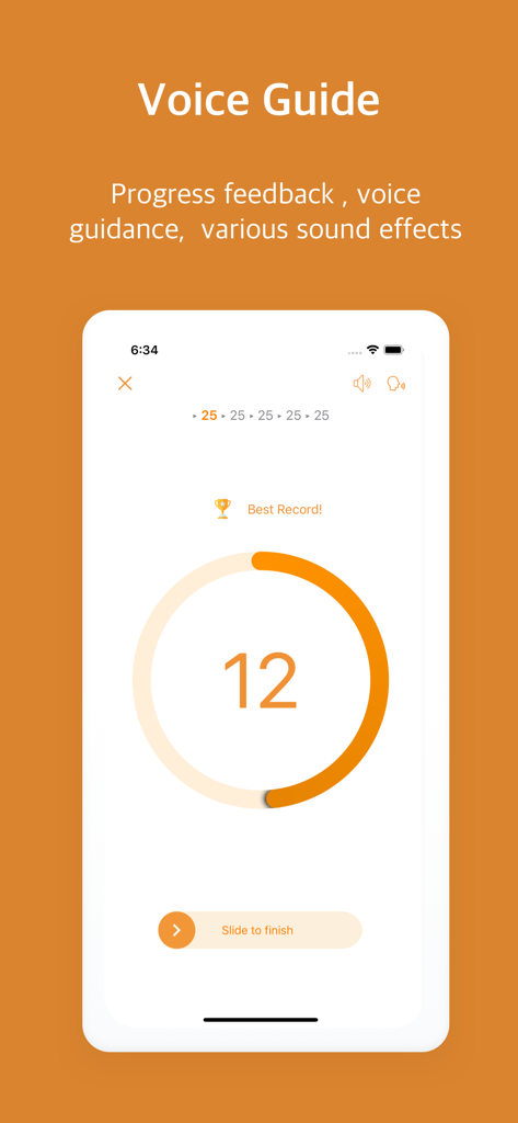 Pushupstar: push ups counter - Pushupstar app showing voice guidance and real-time push-up count during a workout