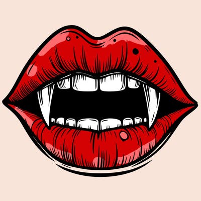 lips with vampire teeth